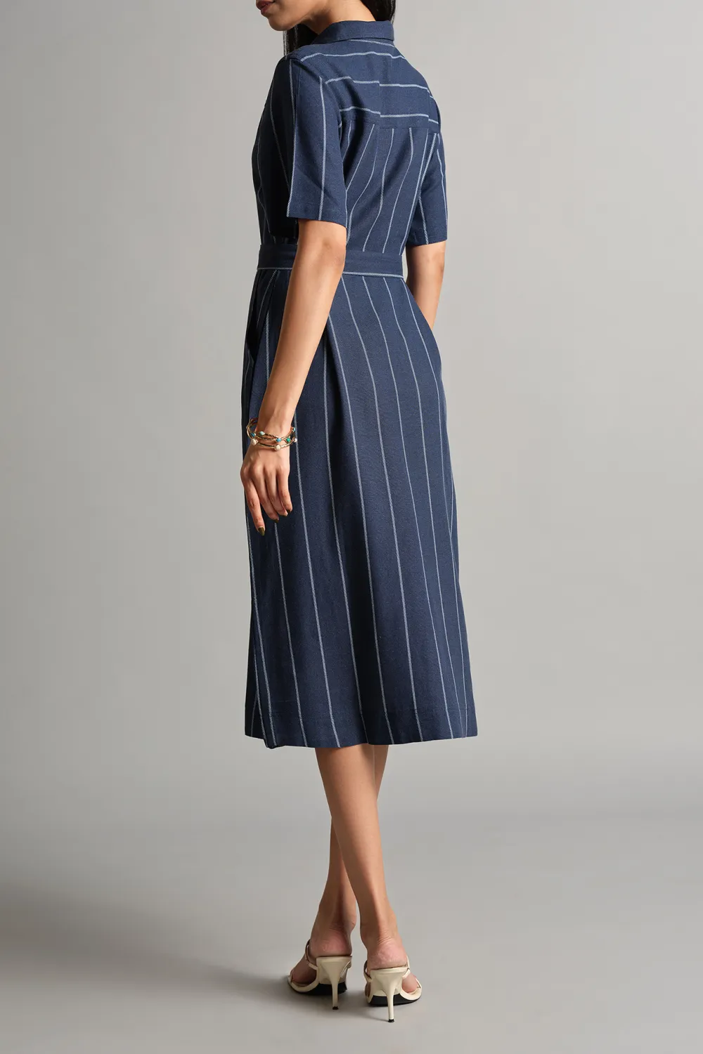 Casual Style blue Striped Dress