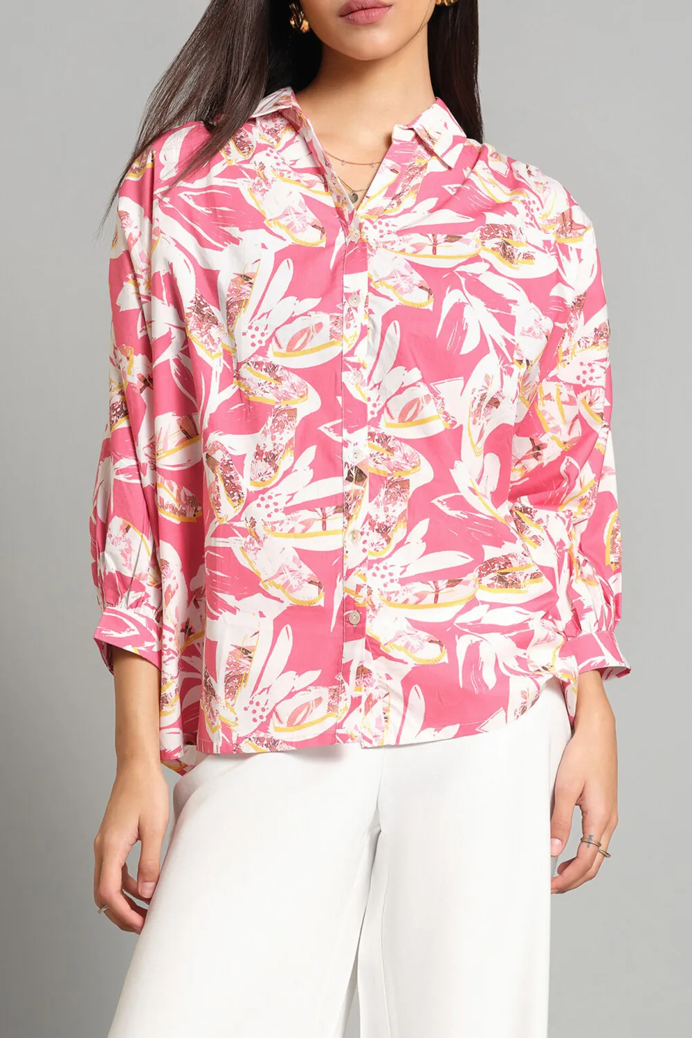 Long Sleeve Casual Style Pink Shirt
